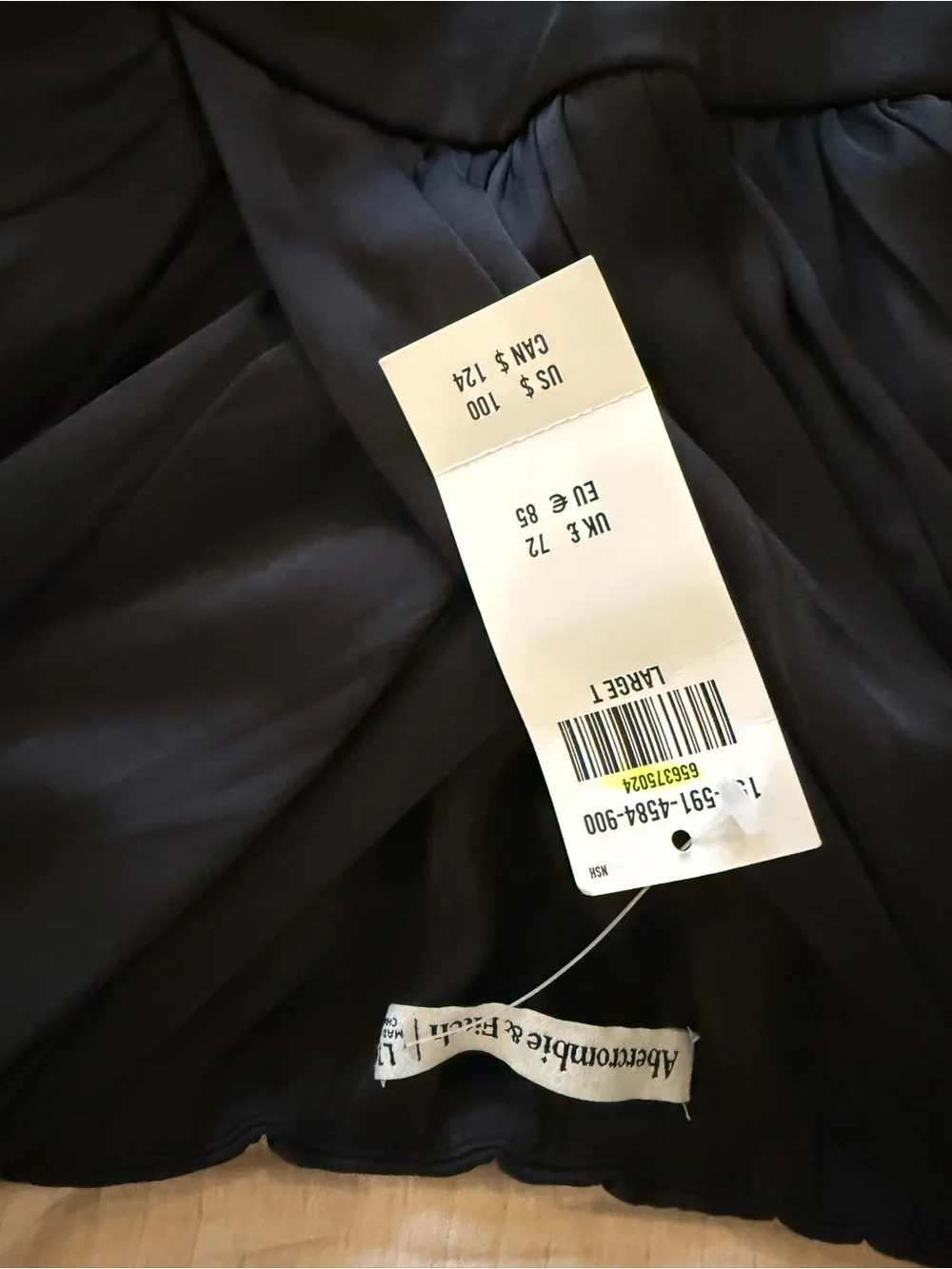 Abercrombie & Fitch Black Satin V-Neck Dress with Slit